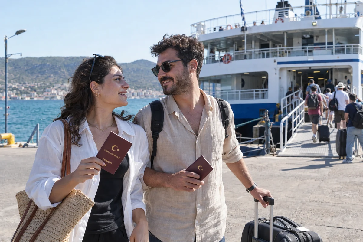 Ayvalık–Midilli yolculuğuna hazırlanan çift